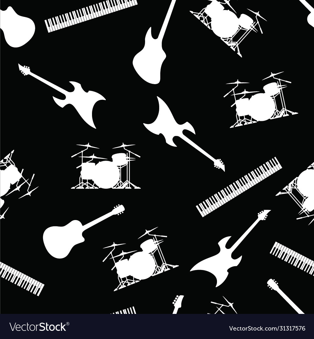 Musical instruments seamless repeating pattern vector image Musical instruments seamless repeating pattern