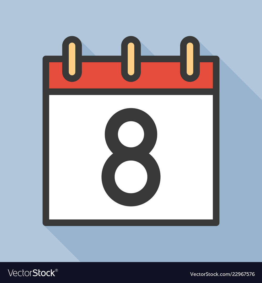 Number and calendar icon outline with long