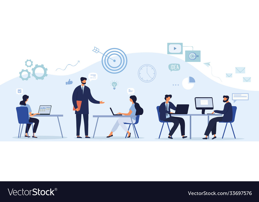 Office workflow and teamwork concept Royalty Free Vector