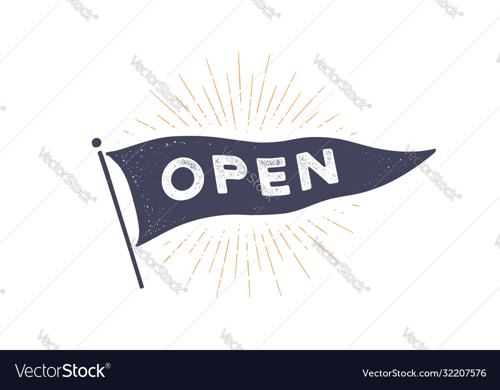 Open flag graphic old vintage trendy flag Vector Image