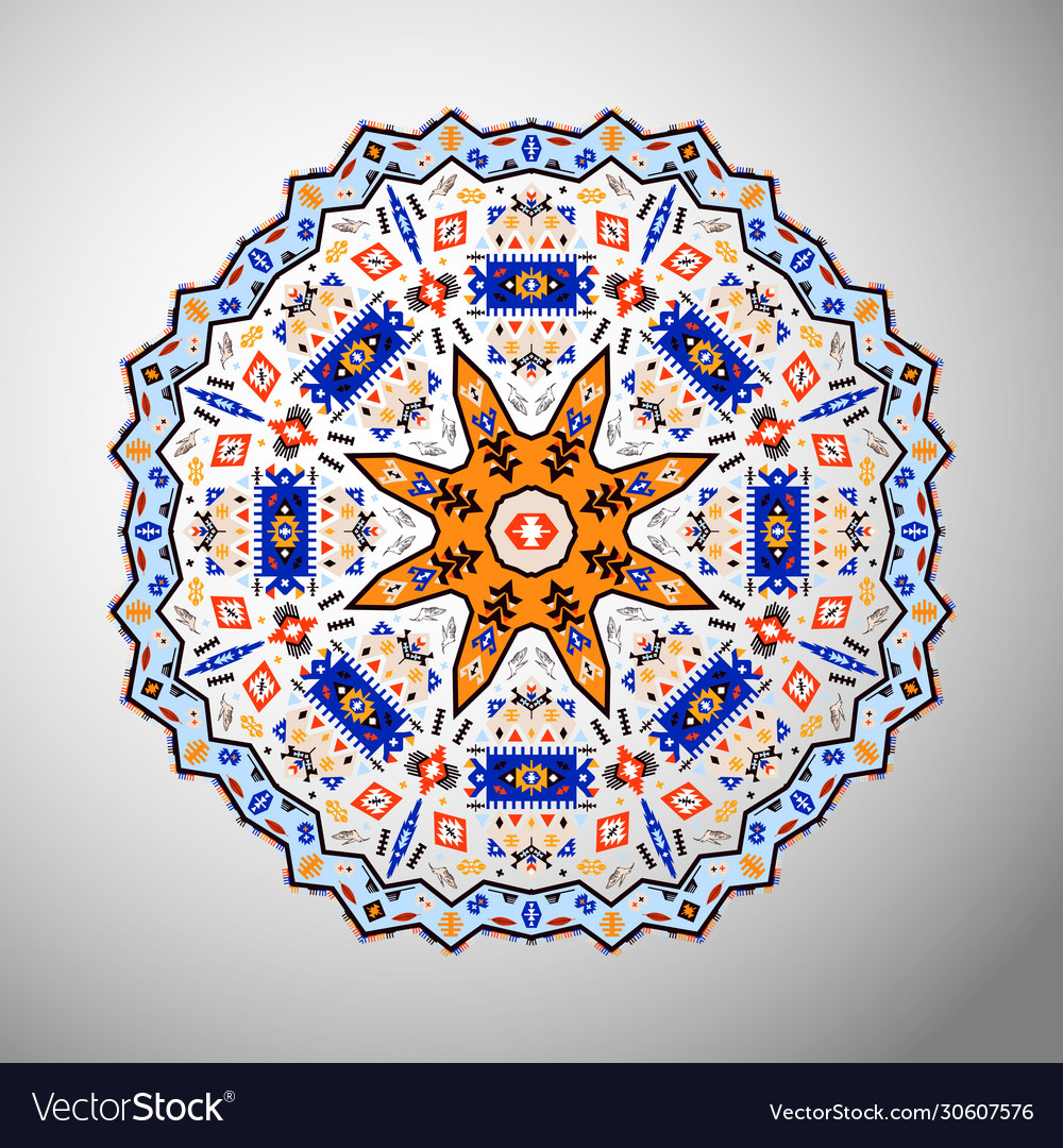 Ornamental round colorful geometric pattern vector image Ornamental round colorful geometric pattern