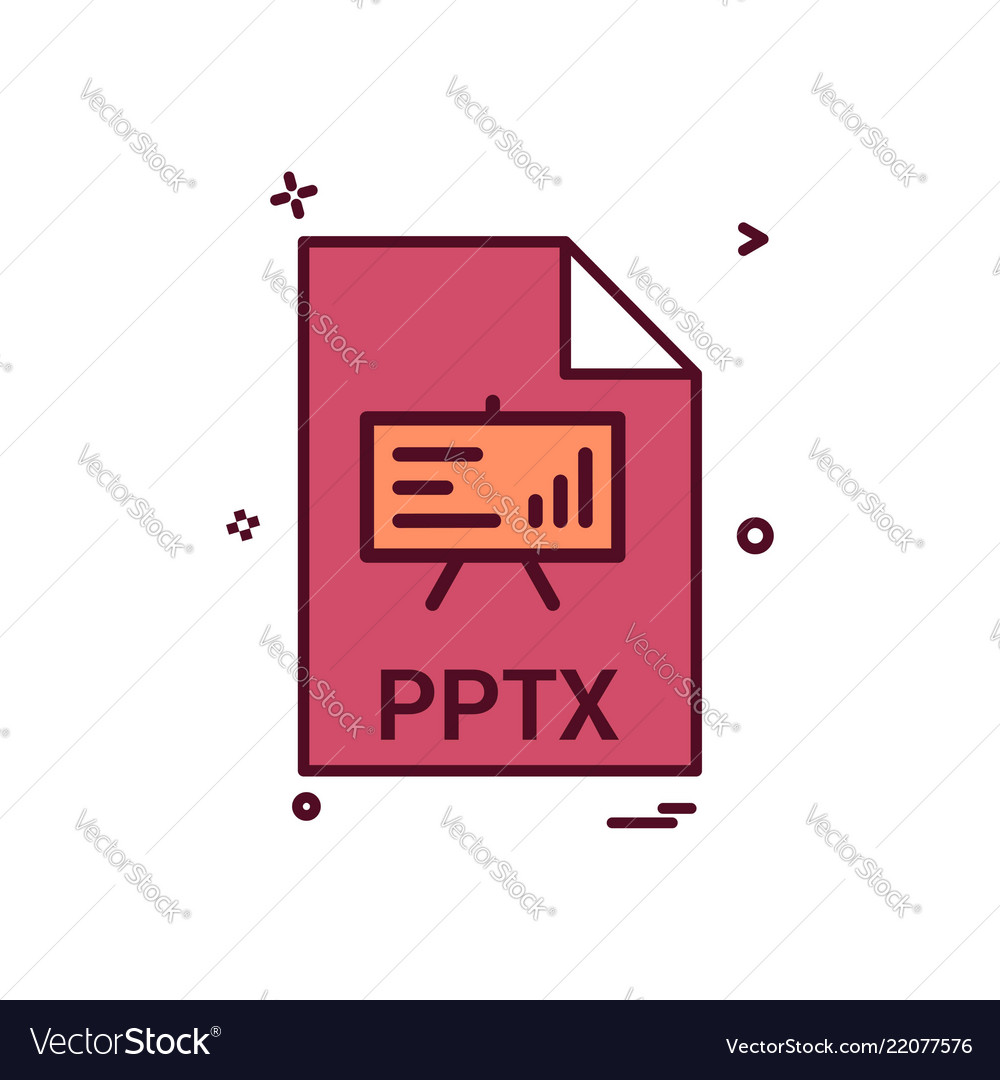 Pptx file extension format icon design vector image Pptx file extension format icon design