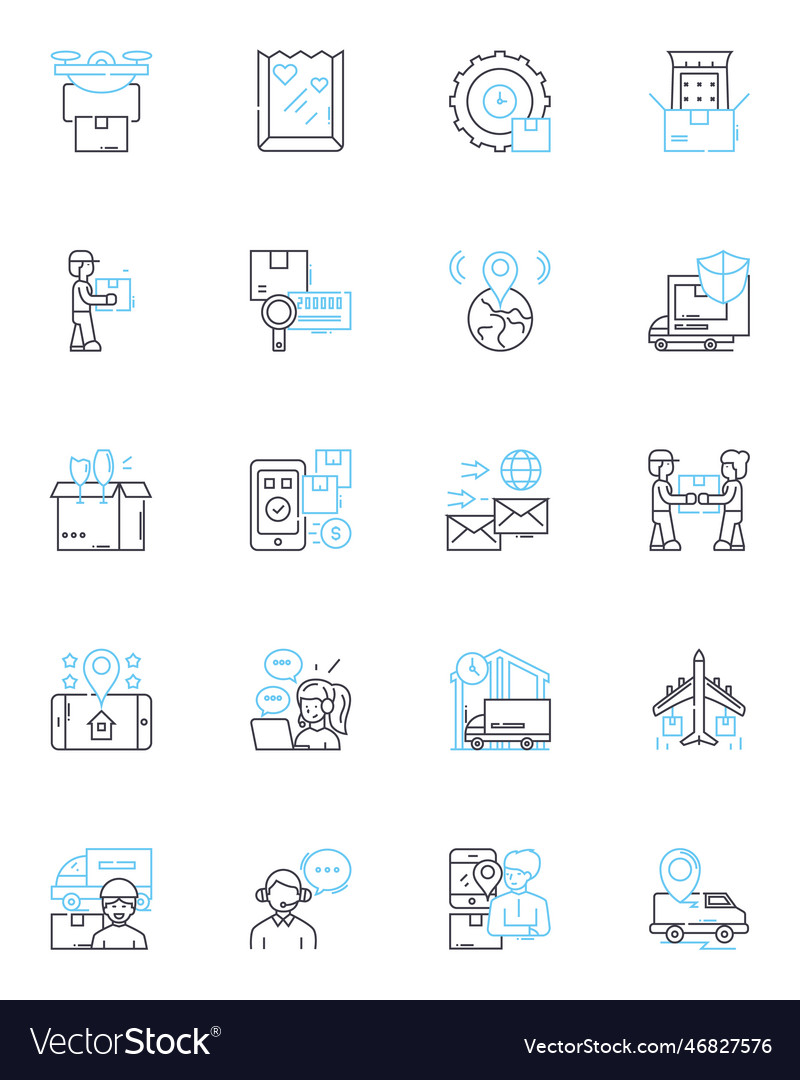 Lieferung lineare Icons setzen Schnelligkeit