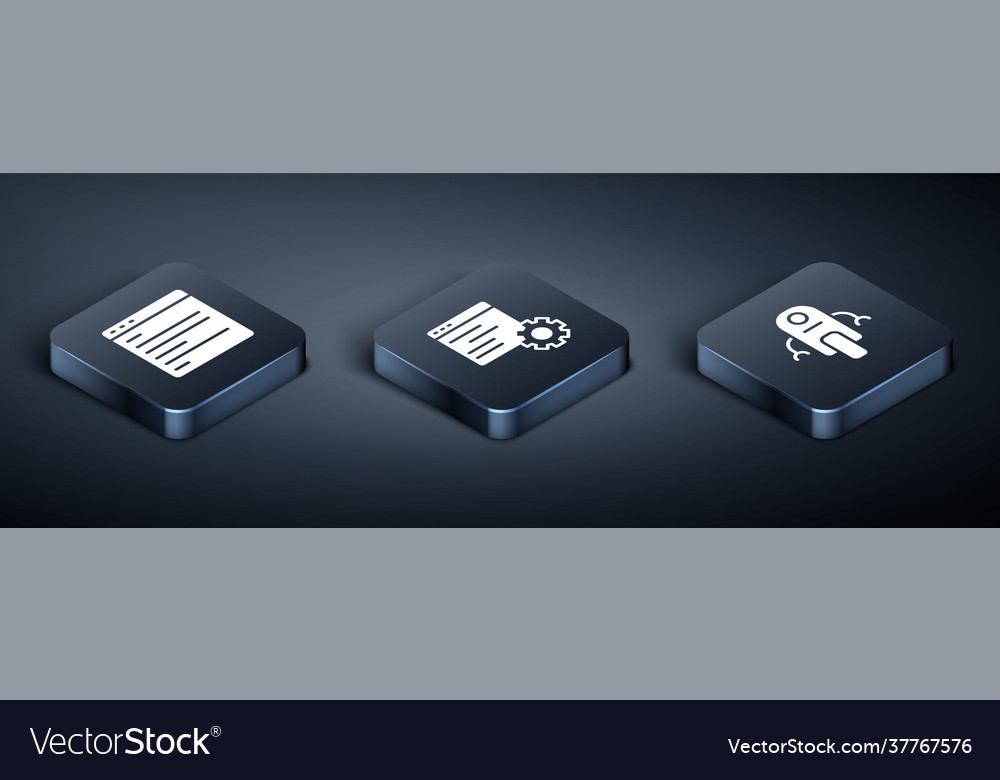 Set isometric computer api interface robot vector image Set isometric computer api interface robot
