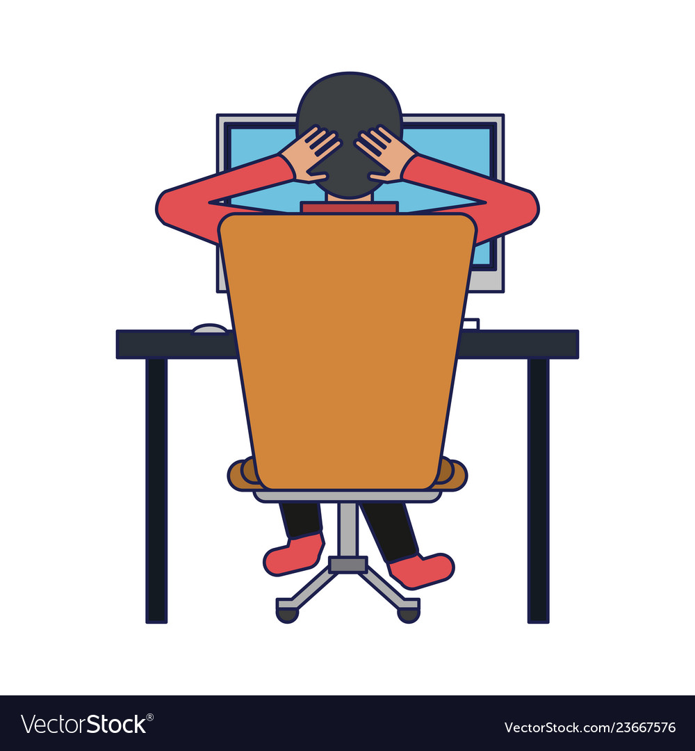 Student with computer vector image Student with computer