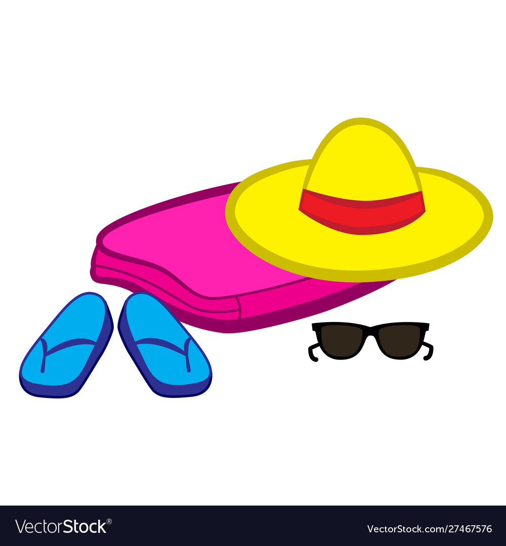 Summer objects isolated white background