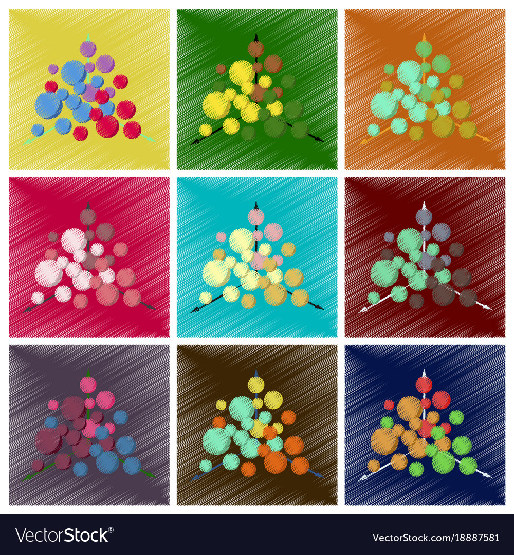 Assembly flat shading style icons economic graphs