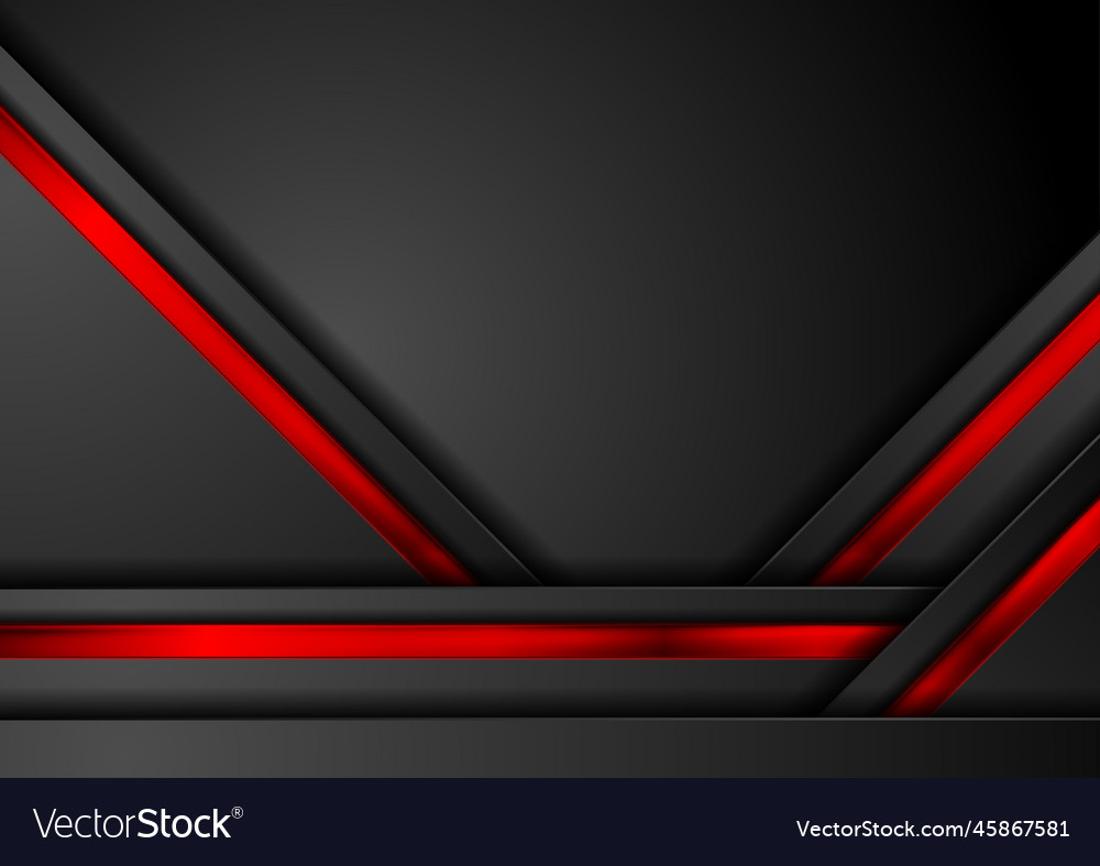 Black abstract tech background with red glossy