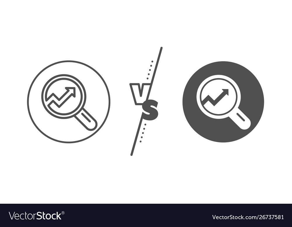 Chart line icon report graph sign in magnifier