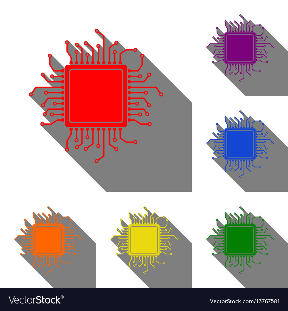 Cpu-Mikroprozessorsatz rot vector image Cpu-Mikroprozessorsatz rot