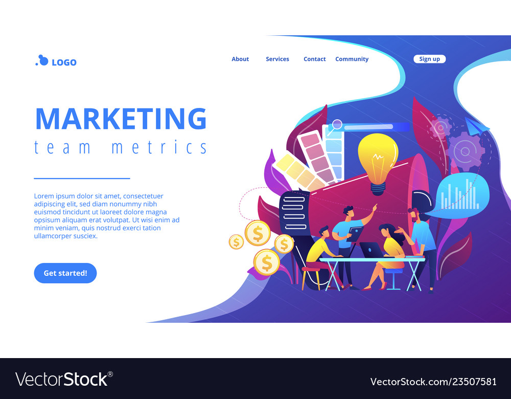 Digital marketing team concept landing page