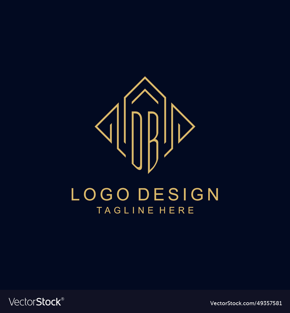 Initial logo db monogram with rhombus line style vector image Initial logo db monogram with rhombus line style
