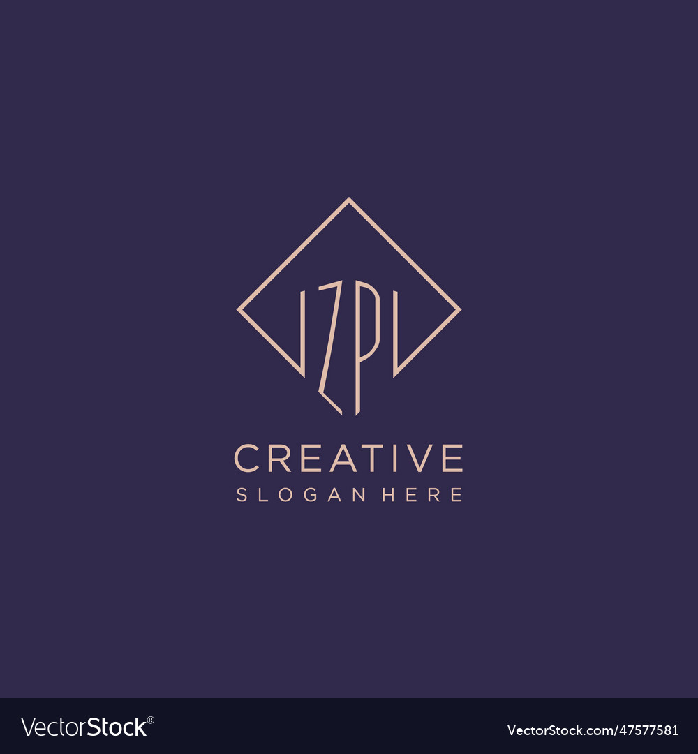 Initials zp logo monogram with rectangle style Vector Image Initials zp logo monogram with rectangle style