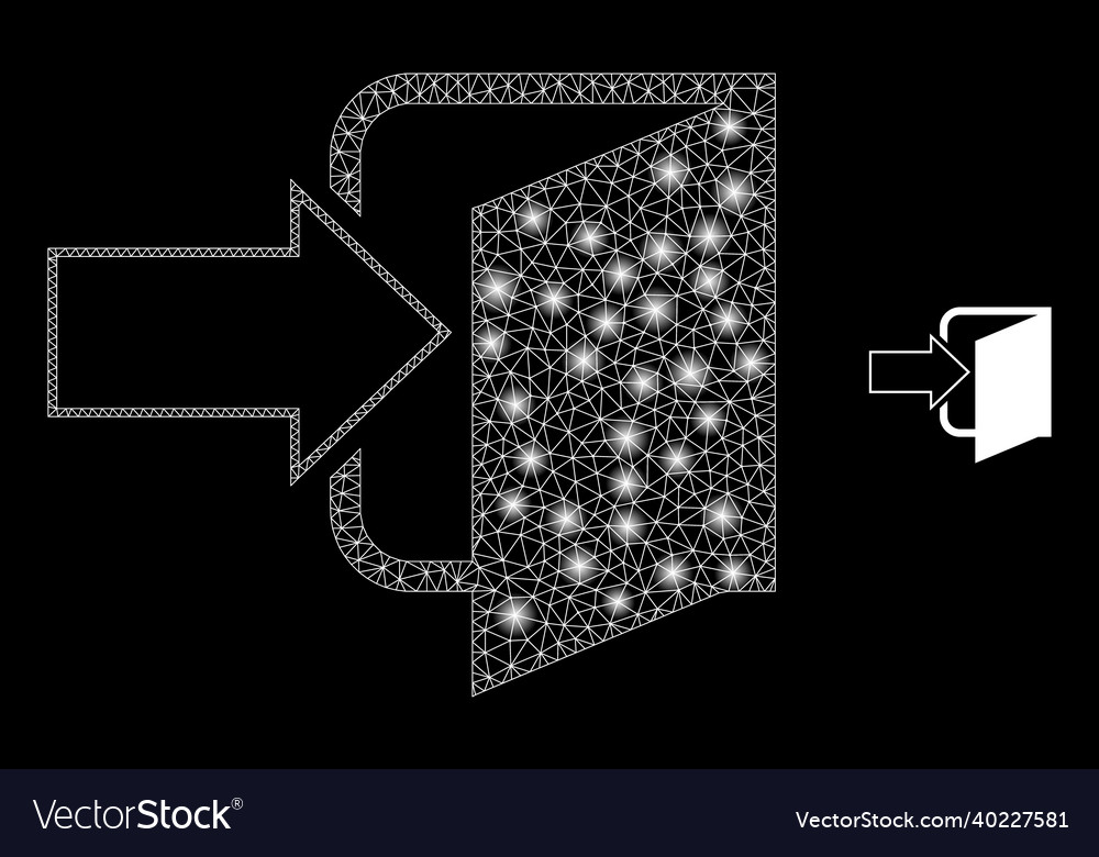 Mesh net exit door with bright vector image Mesh net exit door with bright