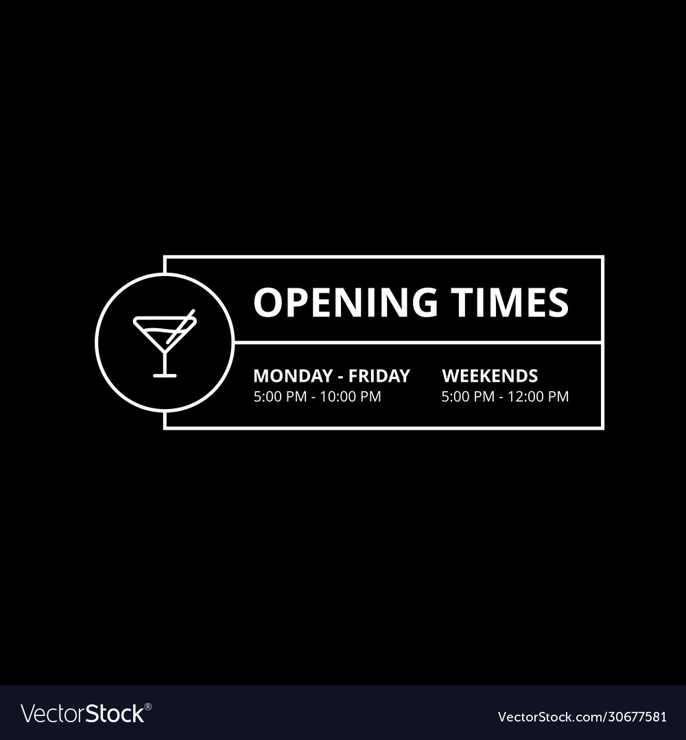 Opening times rectangle horizontal design