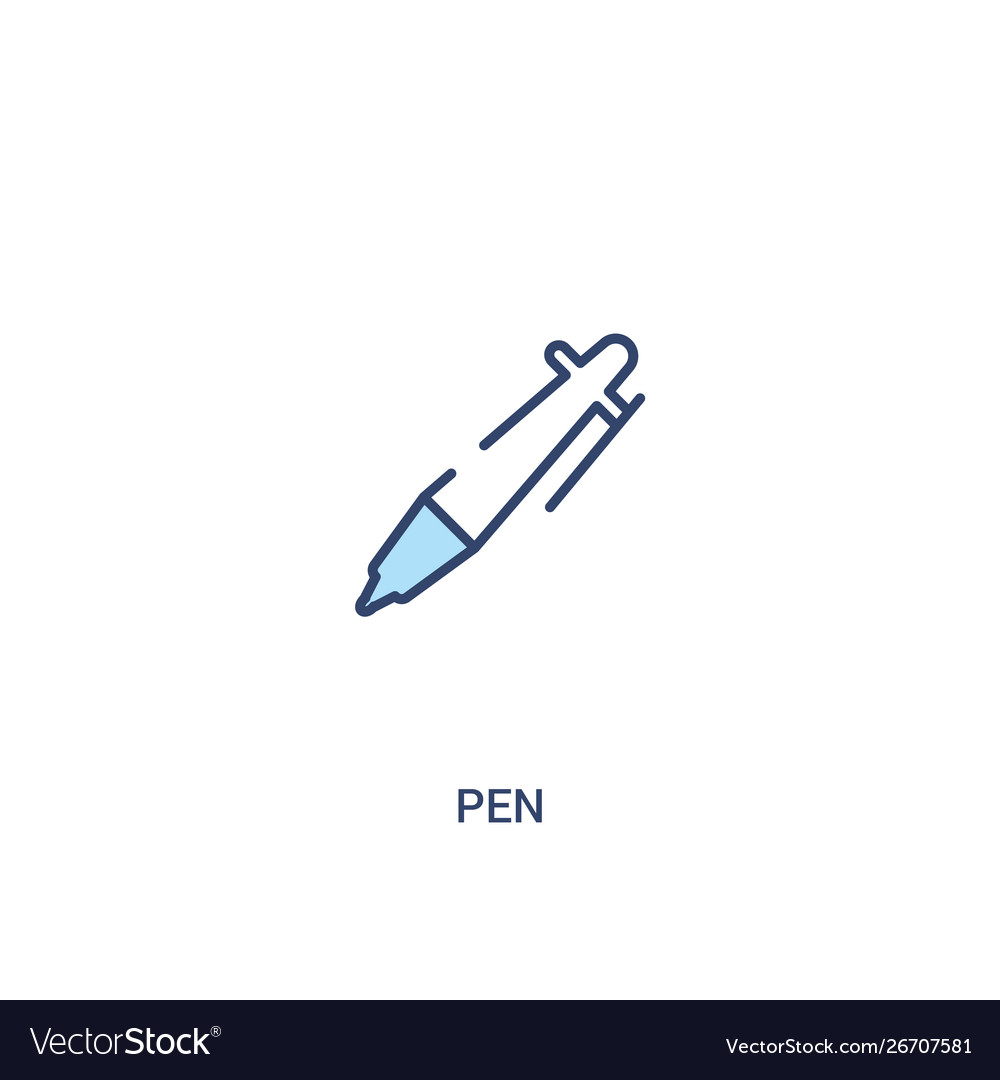 Pen concept 2 colored icon simple line element vector image Pen concept 2 colored icon simple line element