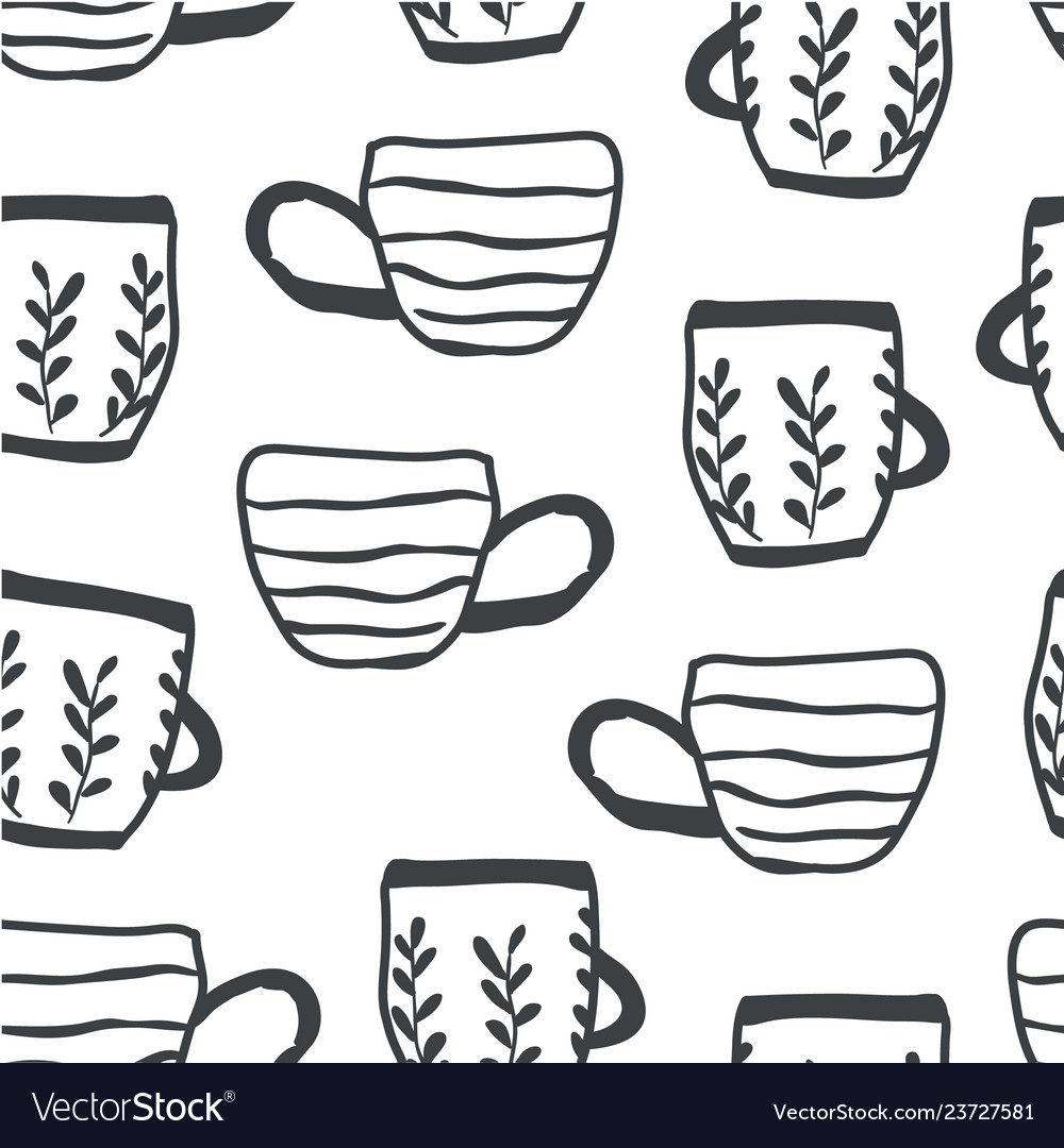 Seamless pattern with scandinavian cups