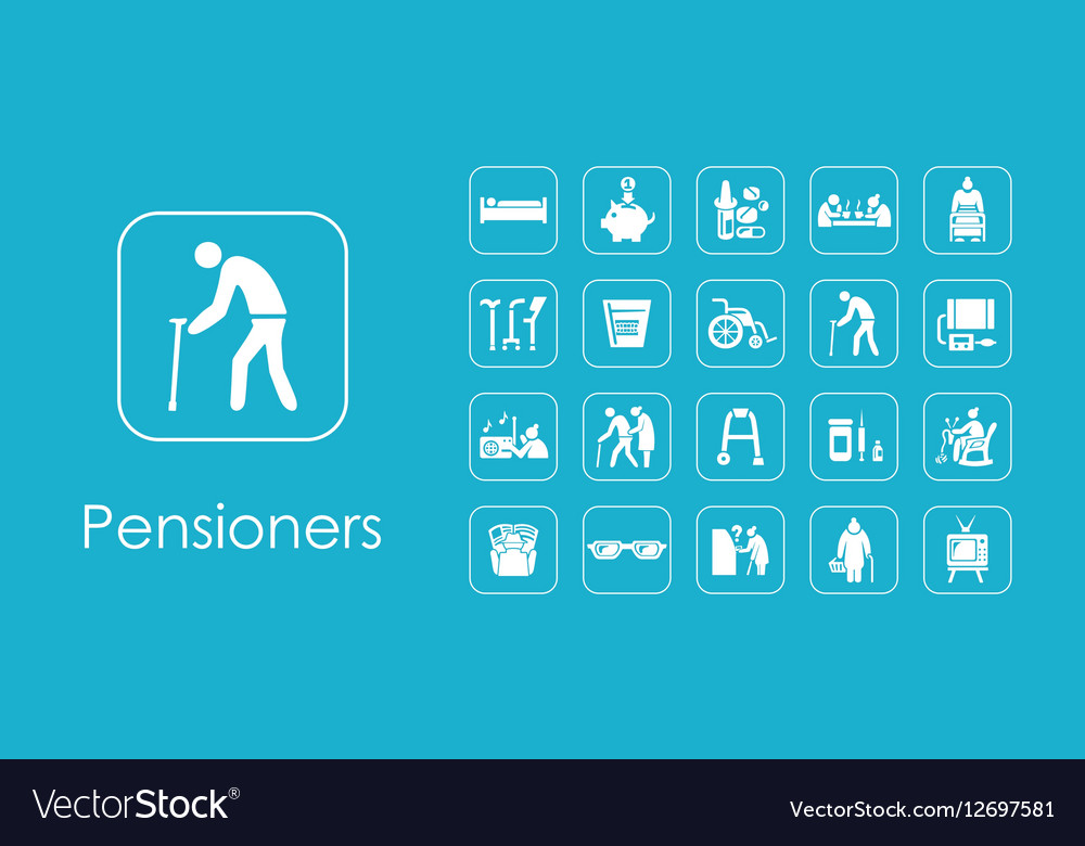 Set of pensioners simple icons