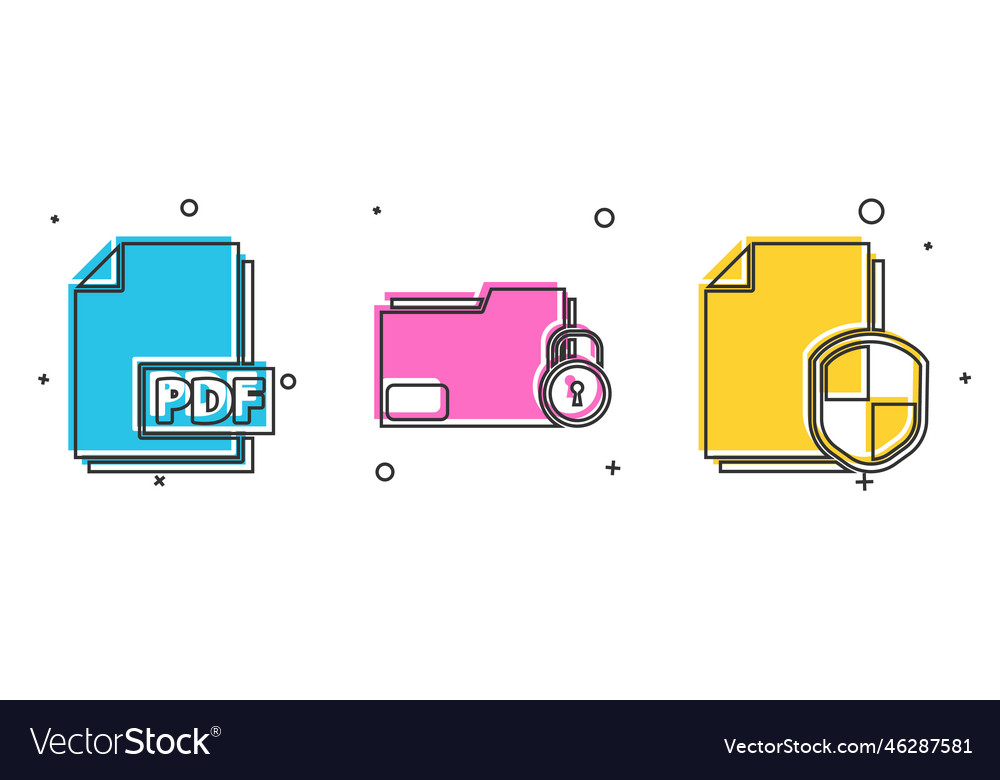 Set pdf file document folder and lock Vector Image Set pdf file document folder and lock