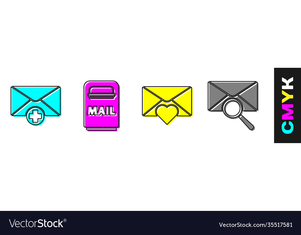 Set received message concept mail box envelope vector image Set received message concept mail box envelope