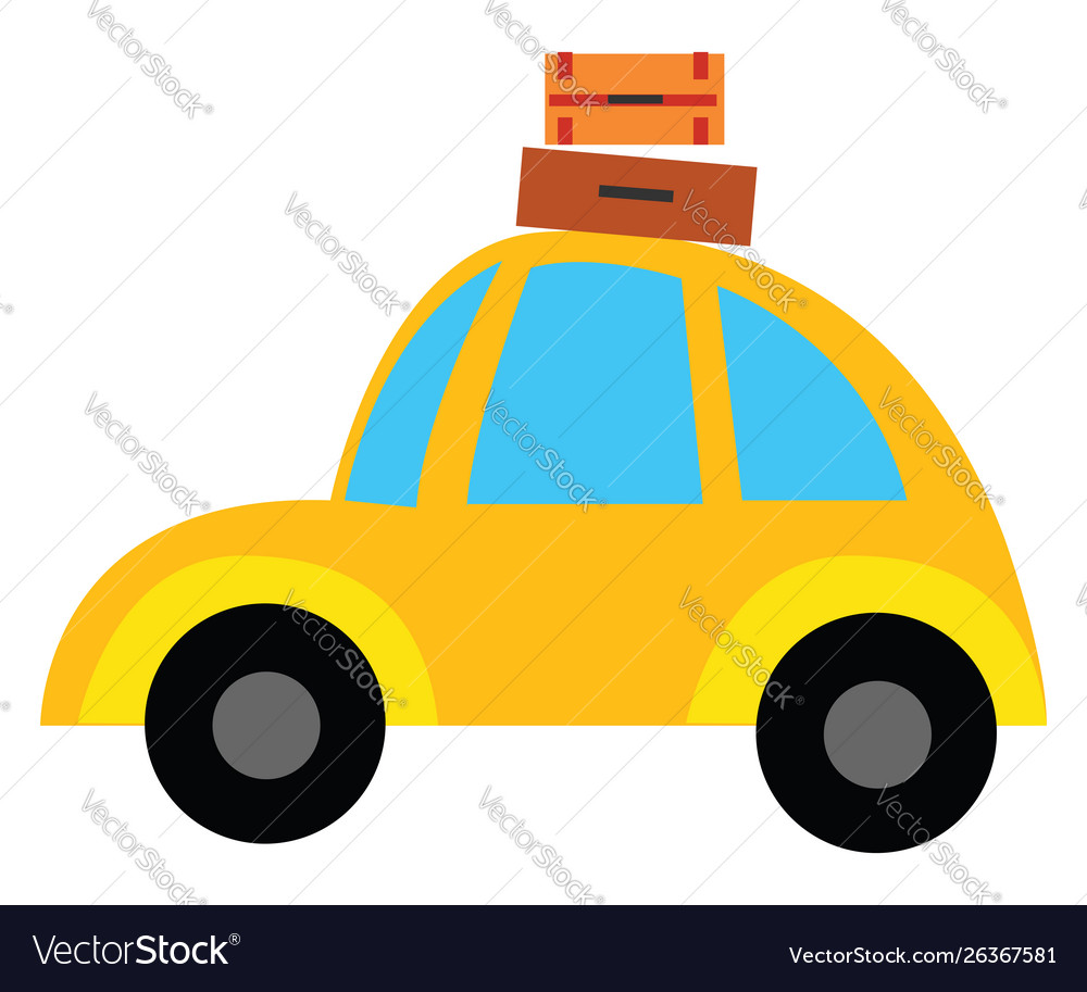 Kleines gelbes Auto auf weißem Hintergrund