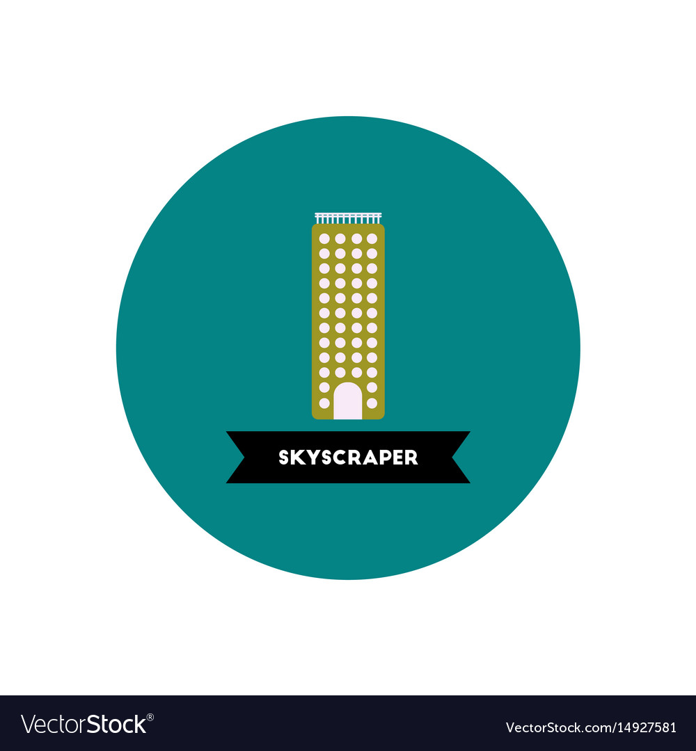 Stylish icon in color circle building skyscraper