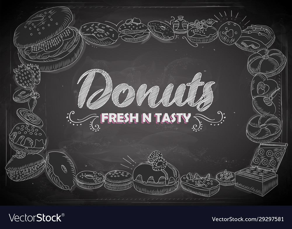 Template different types donut for menu