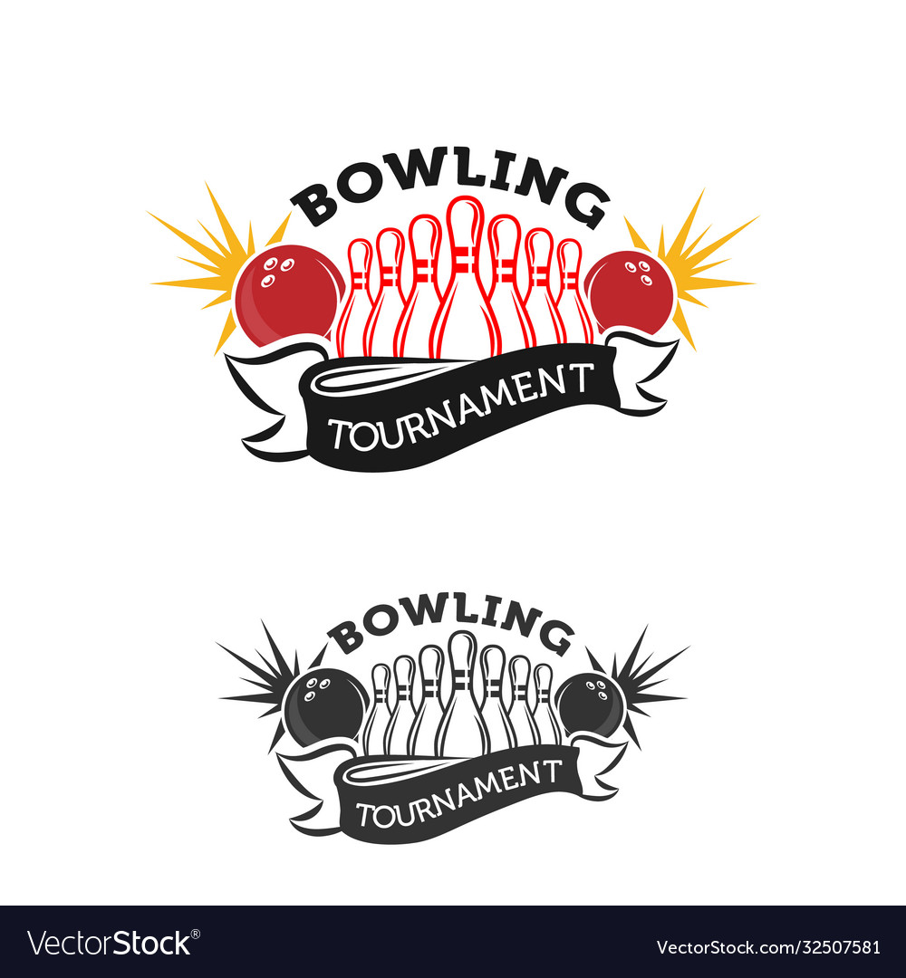 Vintage monochrome style bowling logo icon symbol