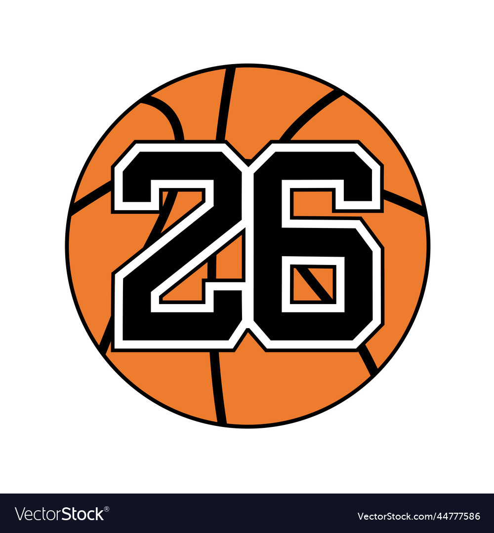 Ball of basketball symbol with number 26