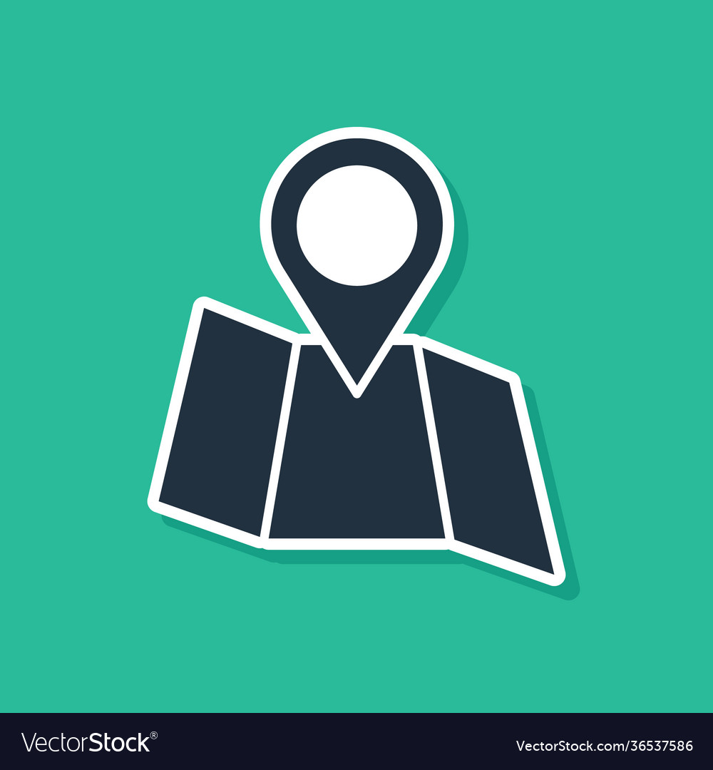 Blue folded map with location marker icon isolated Vector Image Blue folded map with location marker icon isolated