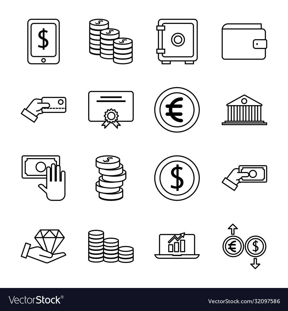 Bundle money set icons