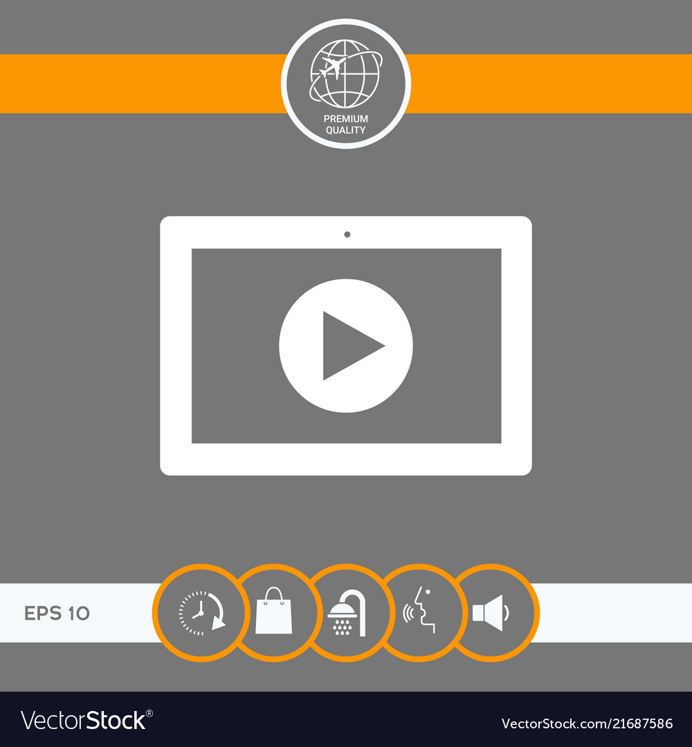 Computer tablet with play button icon vector image Computer tablet with play button icon