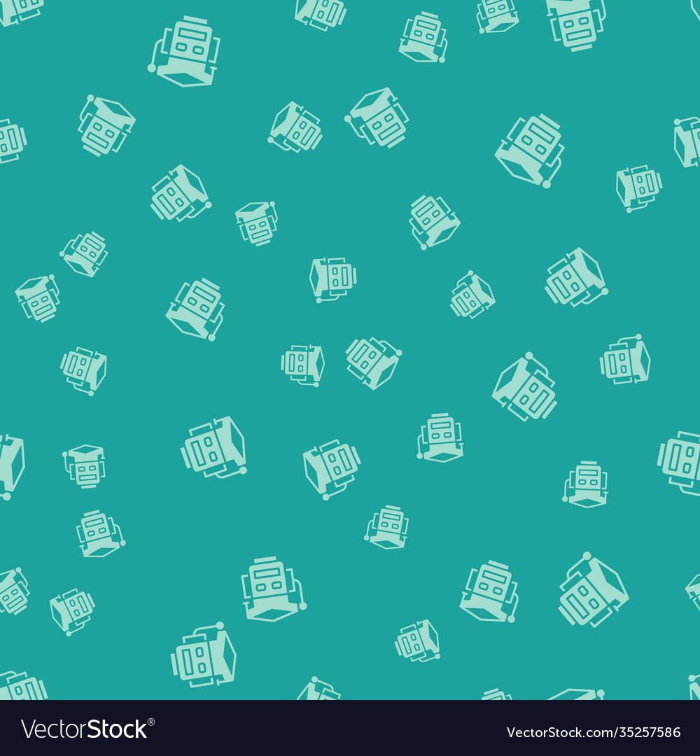 Green robot icon isolated seamless pattern vector image Green robot icon isolated seamless pattern