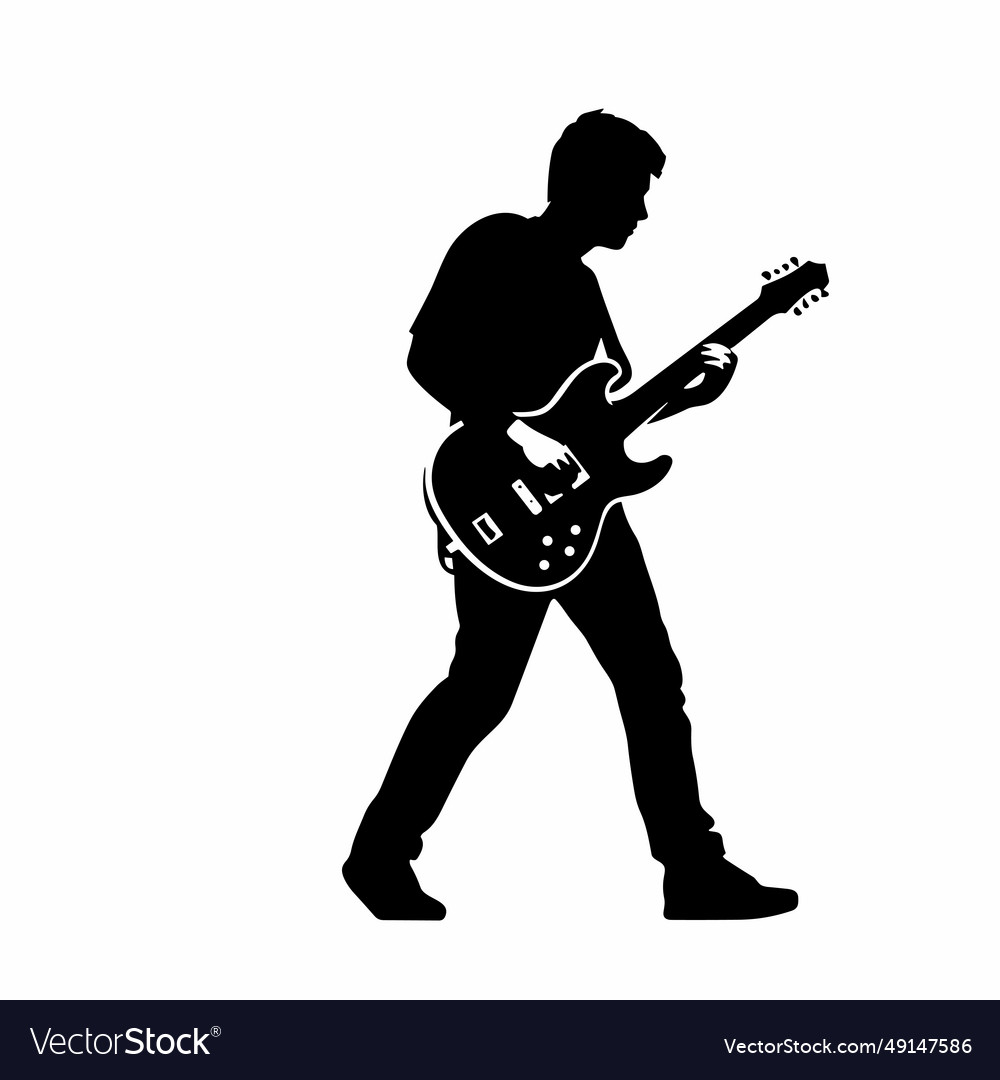 Guitarist black icon on white background Vector Image