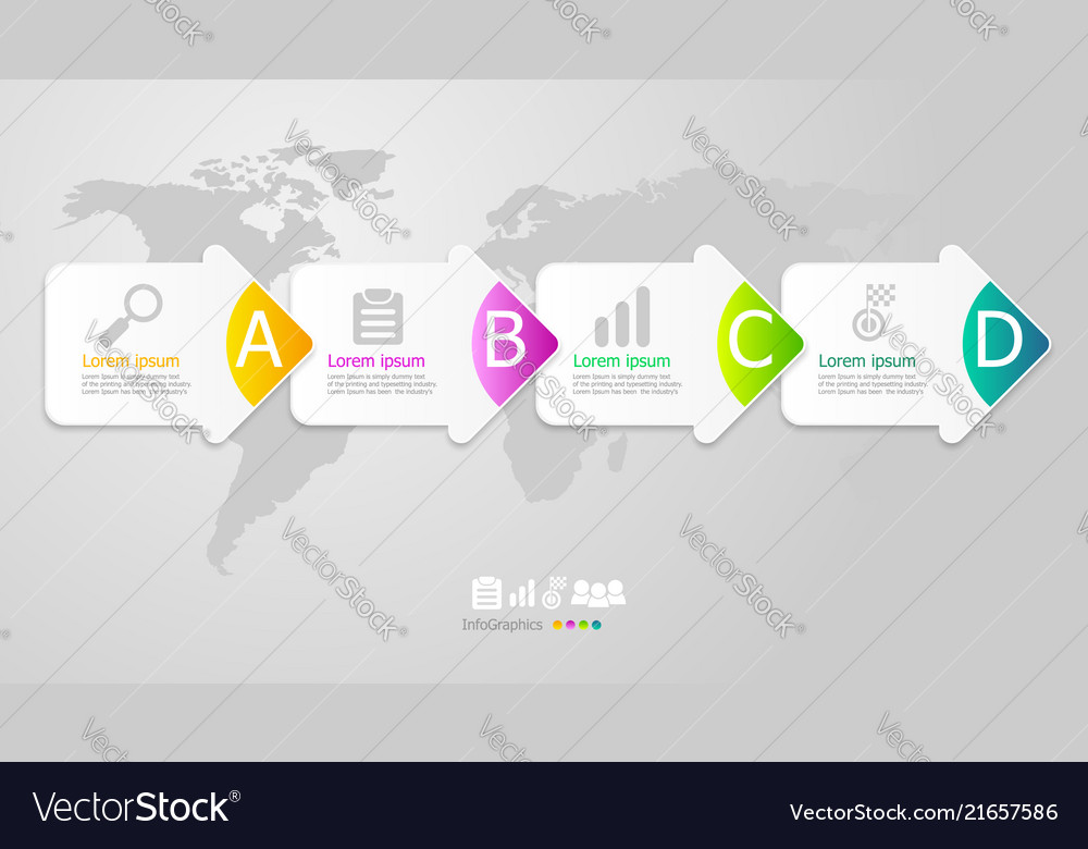 horizontal timeline infographics 4 steps for vector image horizontal timeline