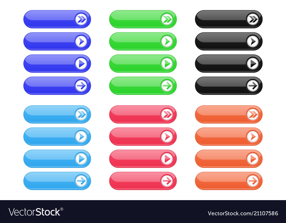 Interface buttons set colored oval icons