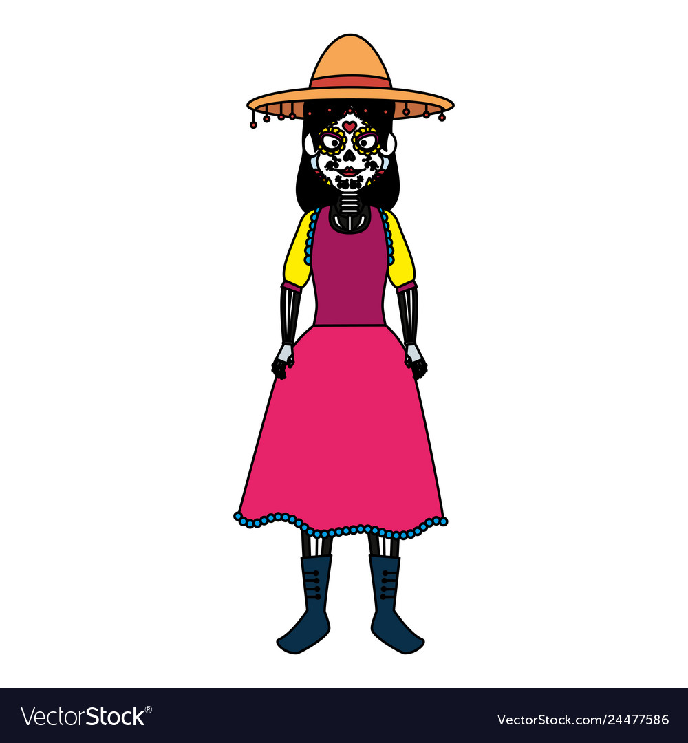 Mexica woman with catrina costume