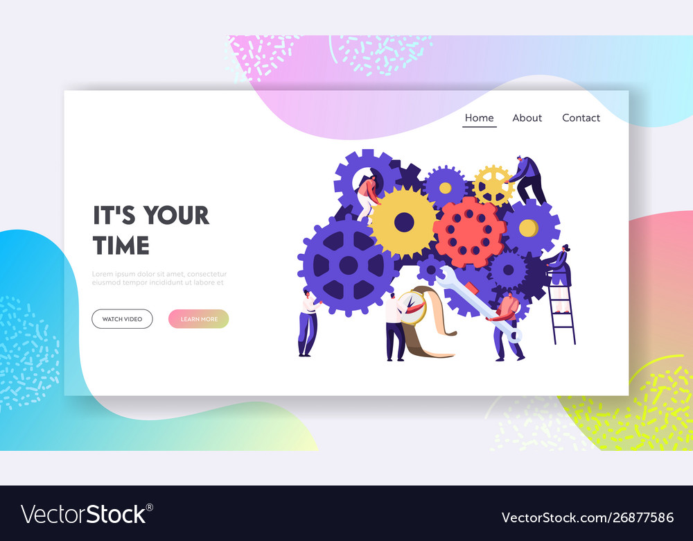 People fixing broken clock and watch website vector image People fixing broken clock and watch website