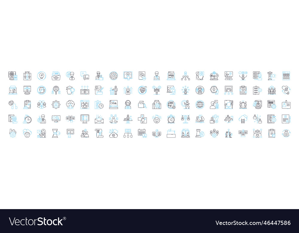 Performance management line icons set
