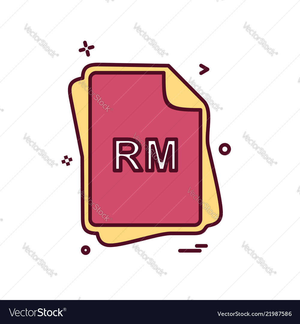 Rm file type icon design vector image Rm file type icon design
