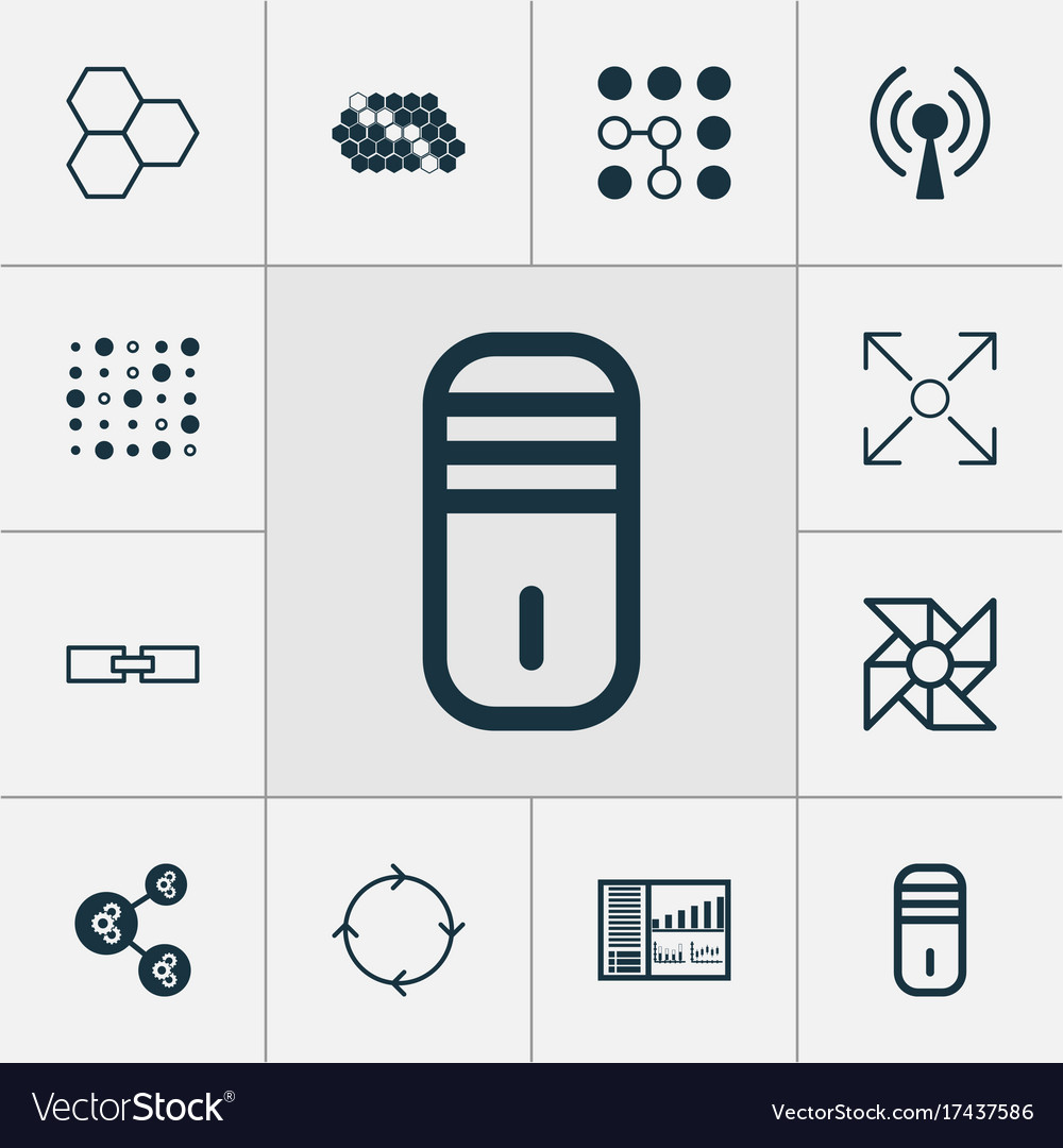 Robotics icons set collection of computing