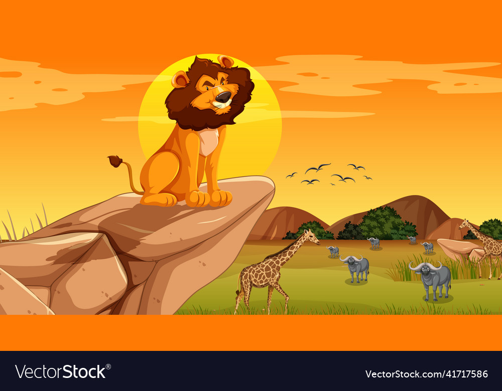 Savanna forest scene with african animals Vector Image Savanna forest scene with african animals Vector Image
