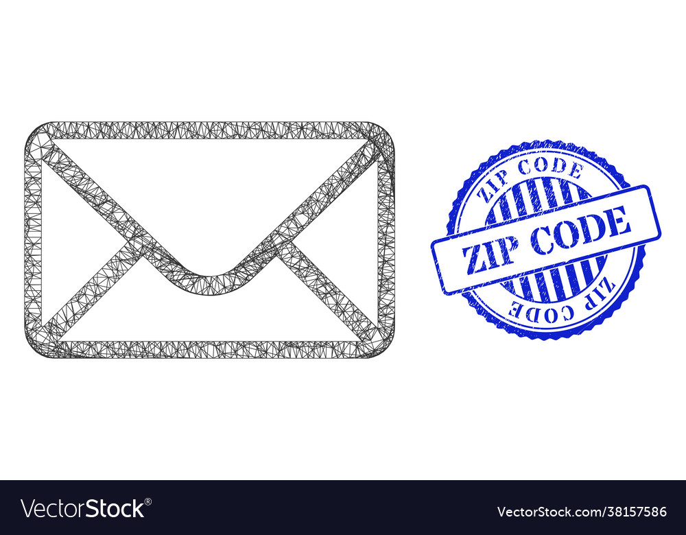 Scratched zip code seal and net mail envelope web vector image Scratched zip code seal and net mail envelope web