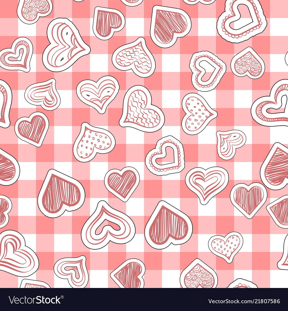Seamless heart pattern on paper texture vector image Seamless heart pattern on paper texture