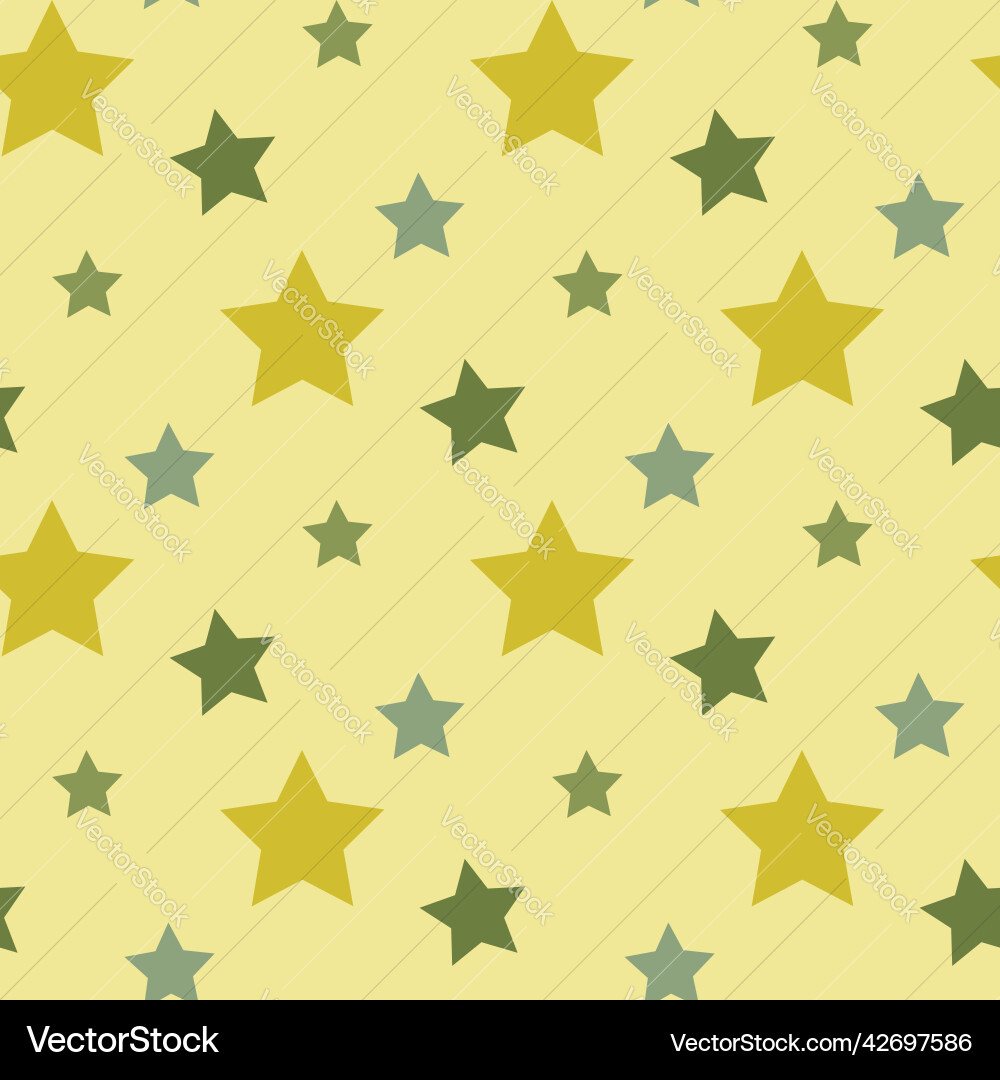 Seamless pattern in yellow and green stars Vector Image