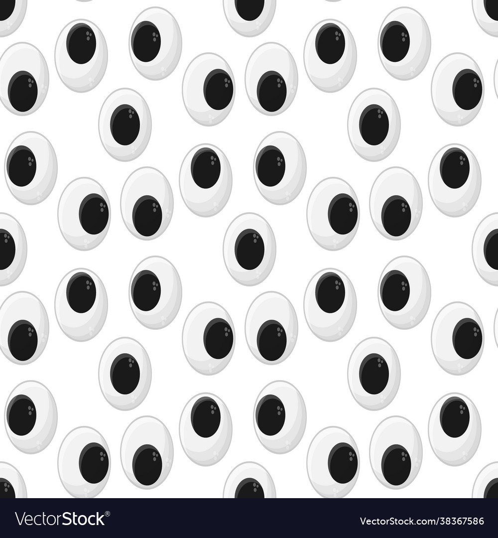 Seamless pattern with cute plastic oval eyes toys