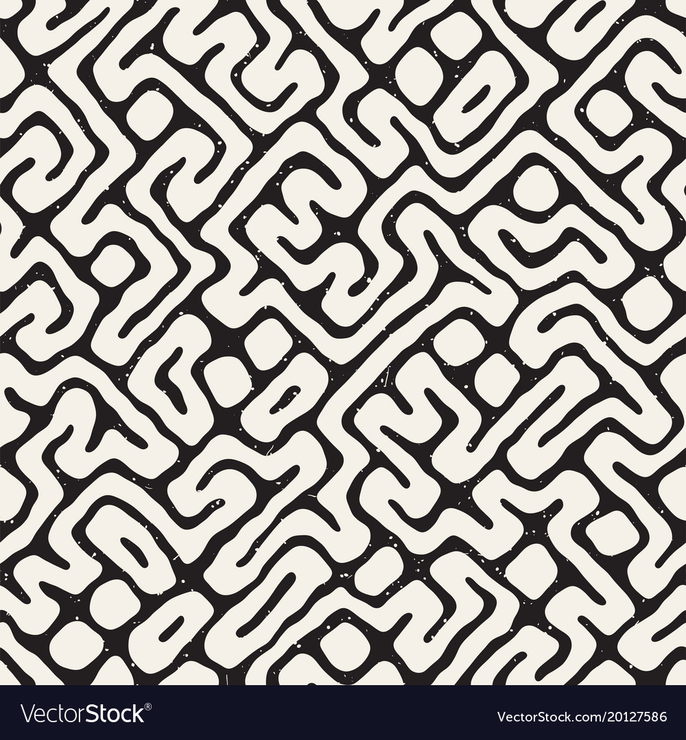 Seamless pattern with maze lines monochrome