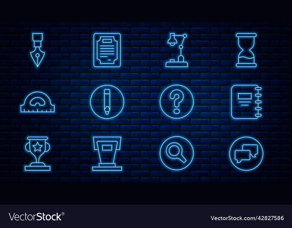 Set line speech bubble chat notebook table lamp vector image Set line speech bubble chat notebook table lamp