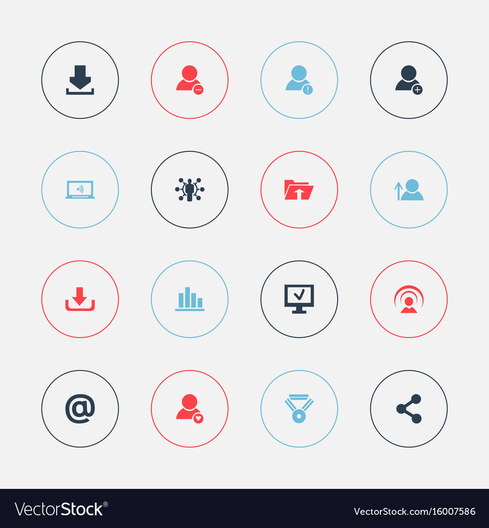 Set of 16 editable global icons includes symbols