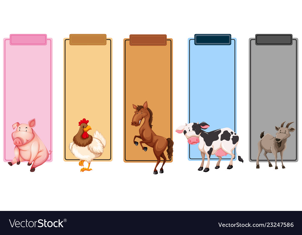 Set of farm animals border